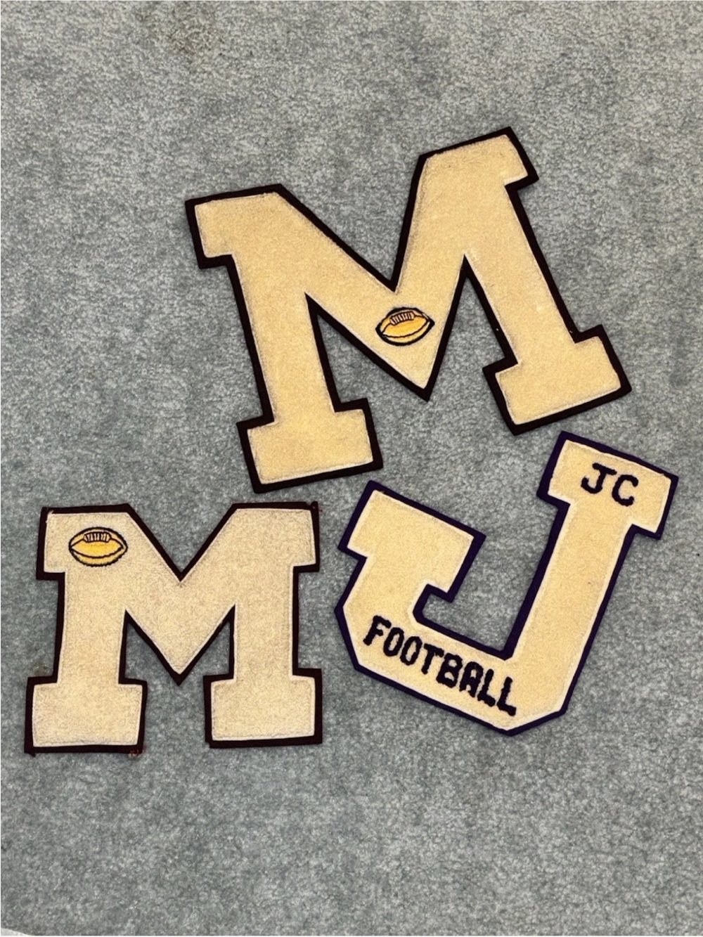 Vintage Chenille Varsity Letter Patches Lot M JC Football Letterman Jacket